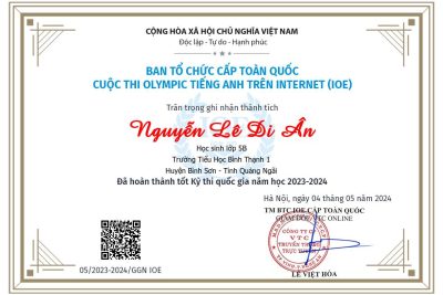 VINH DANH HỌC SINH CUỘC THI IOE CẤP QUỐC GIA NĂM HOC 2023-2024